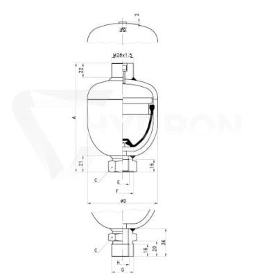 Hydroakumulator AMS o pojemności 0,75l 210bar