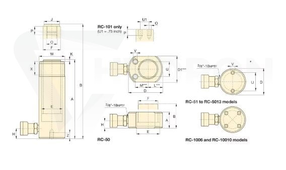 Siłownik hydrauliczny RC-158 ENERPAC skok 203 mm