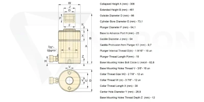 Siłownik hydrauliczny RCH206 ENERPAC 20t skok155mm
