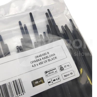Taśma opaska kablowa UV 4,8x450mm - 100szt czarne