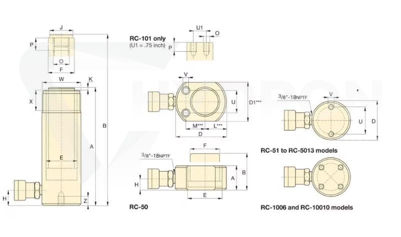 Siłownik hydrauliczny RC2510 ENERPAC skok 261mm25t