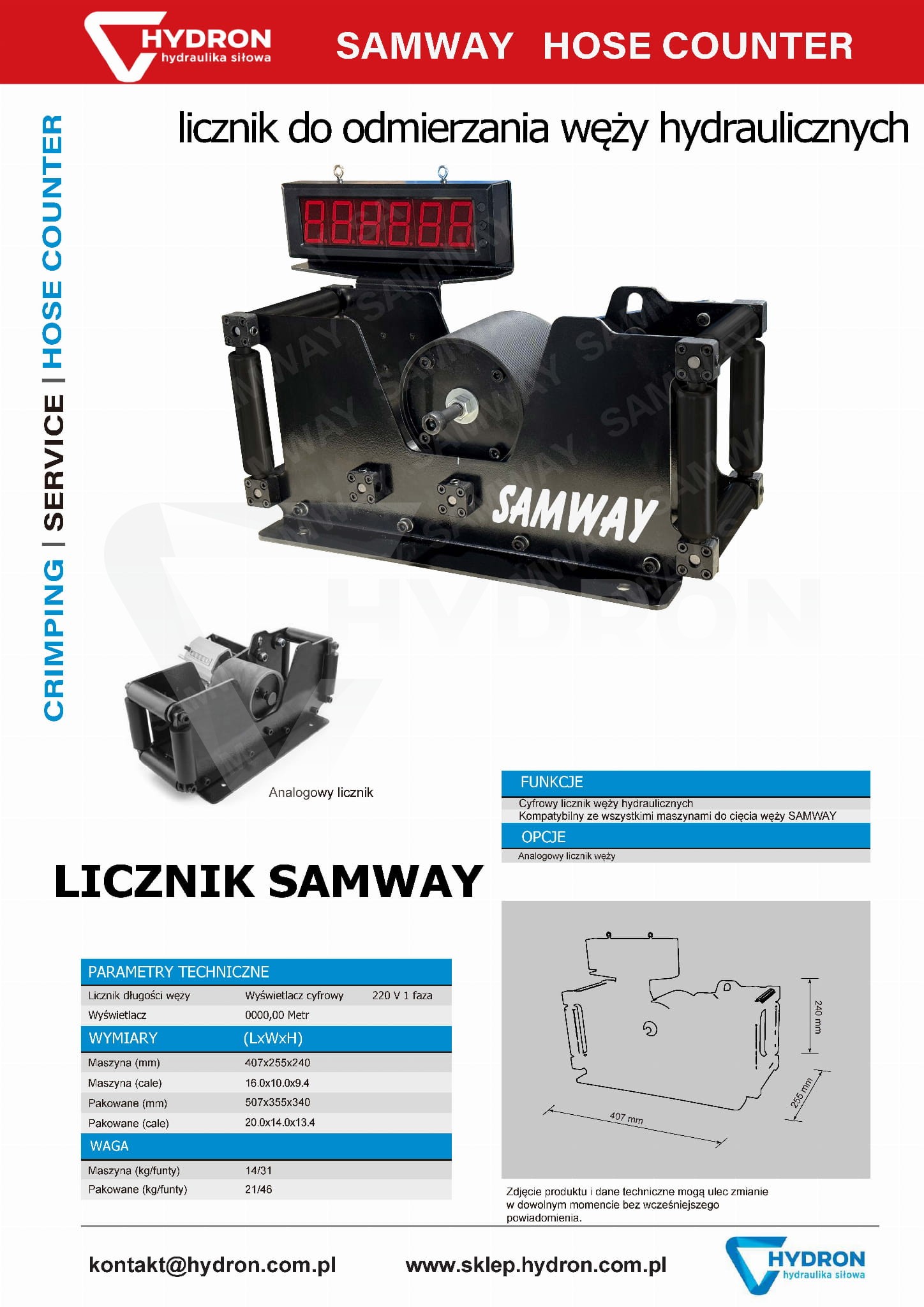 Licznik elektroniczny do mierzenia węży SAMWAY