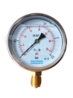 Przejdź do produktu Manometr dolny MG1-100 2,5 bar gwint 1/2"