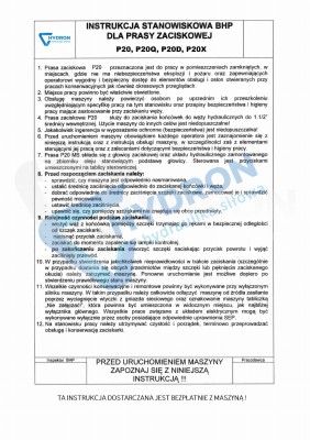 Przejdź do produktu Instrukcja stanowiskowa zakuwarki P20, P20Q, P20D
