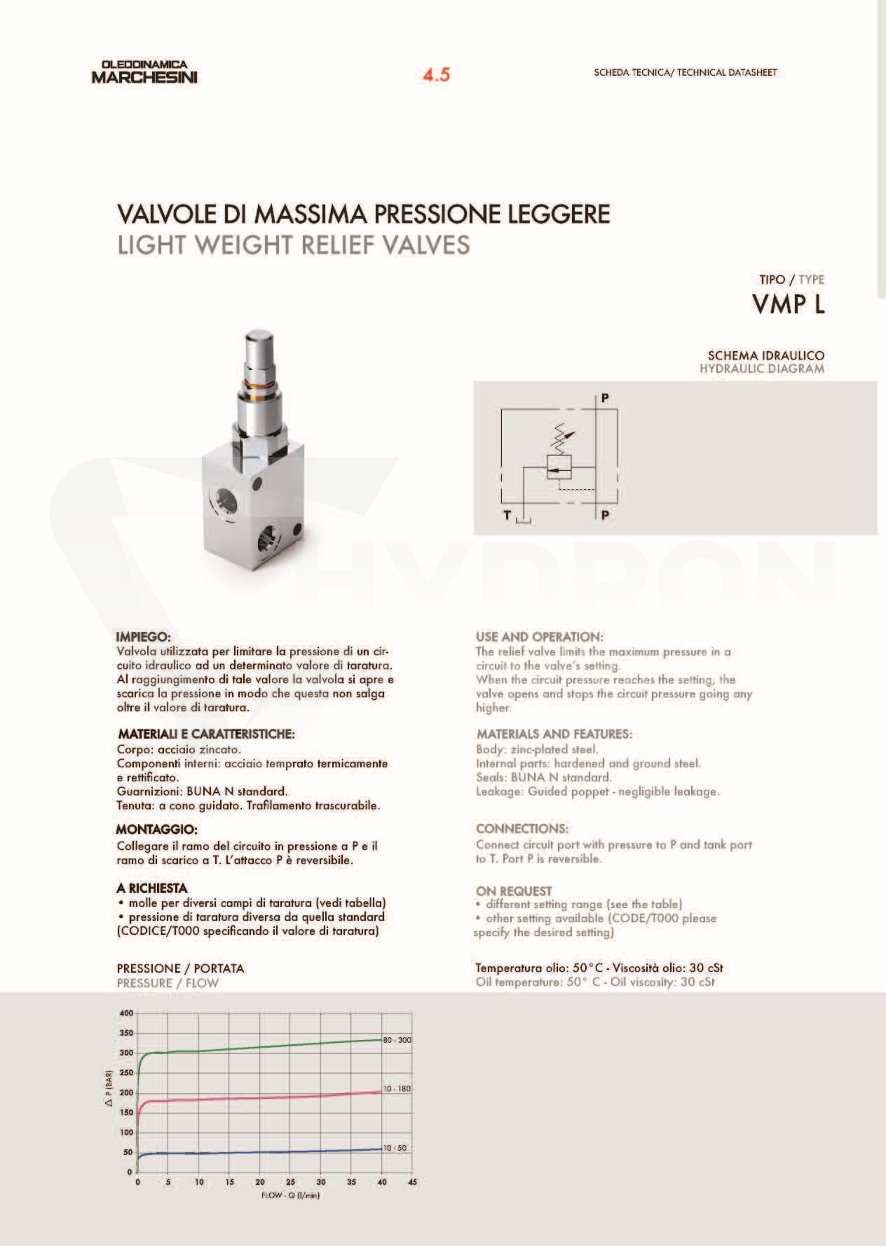 Zawór przelewowy przeciążeniowy VMP 3/8" 10-50bar