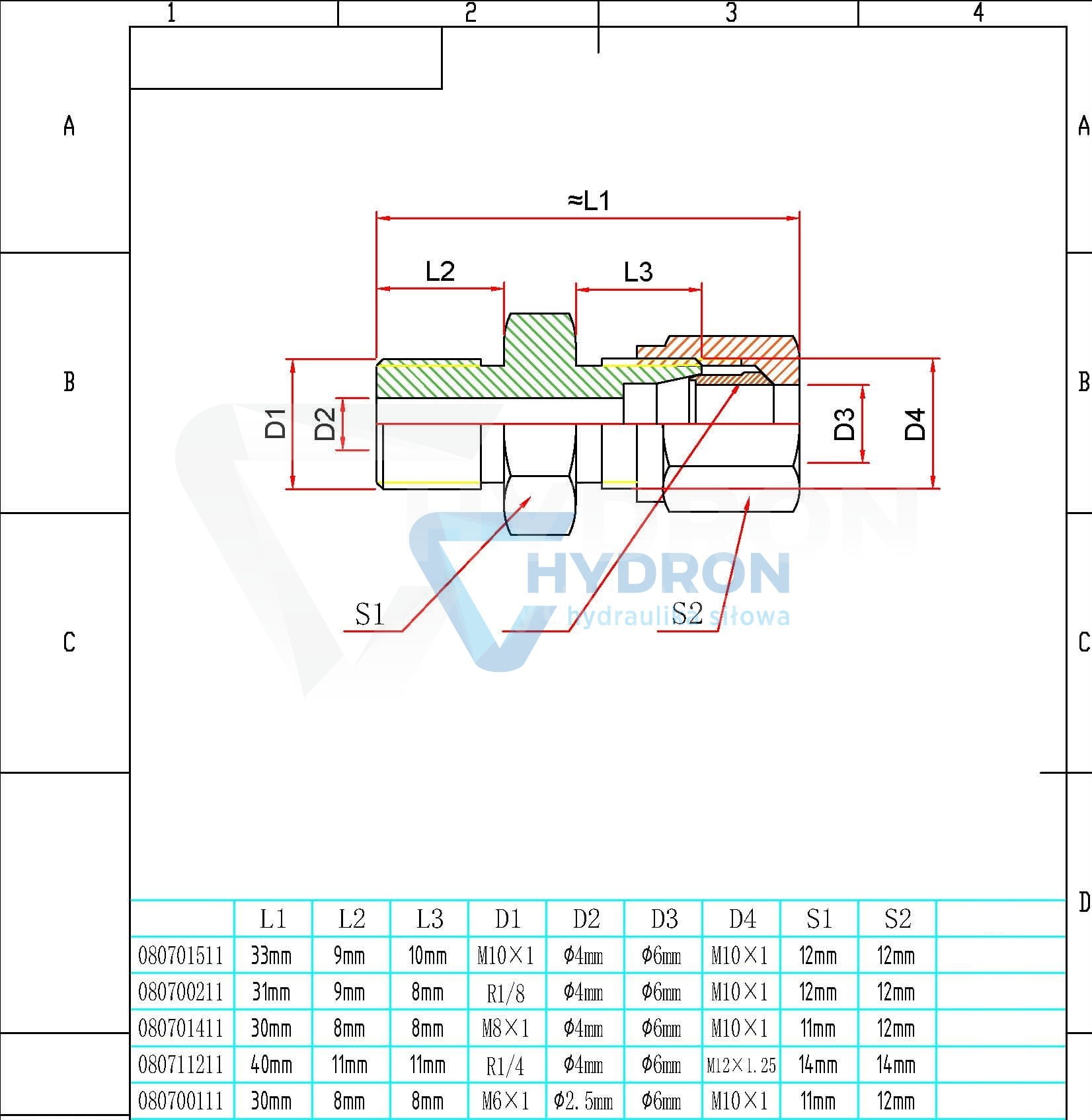 Złączka GE6-LLR / 1/4"/M10X1 6LL centralne smar.