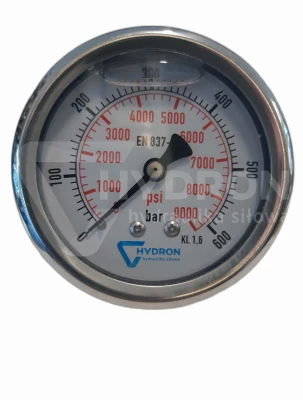 Manometr 100mm do 600 bar tylny 1/2"