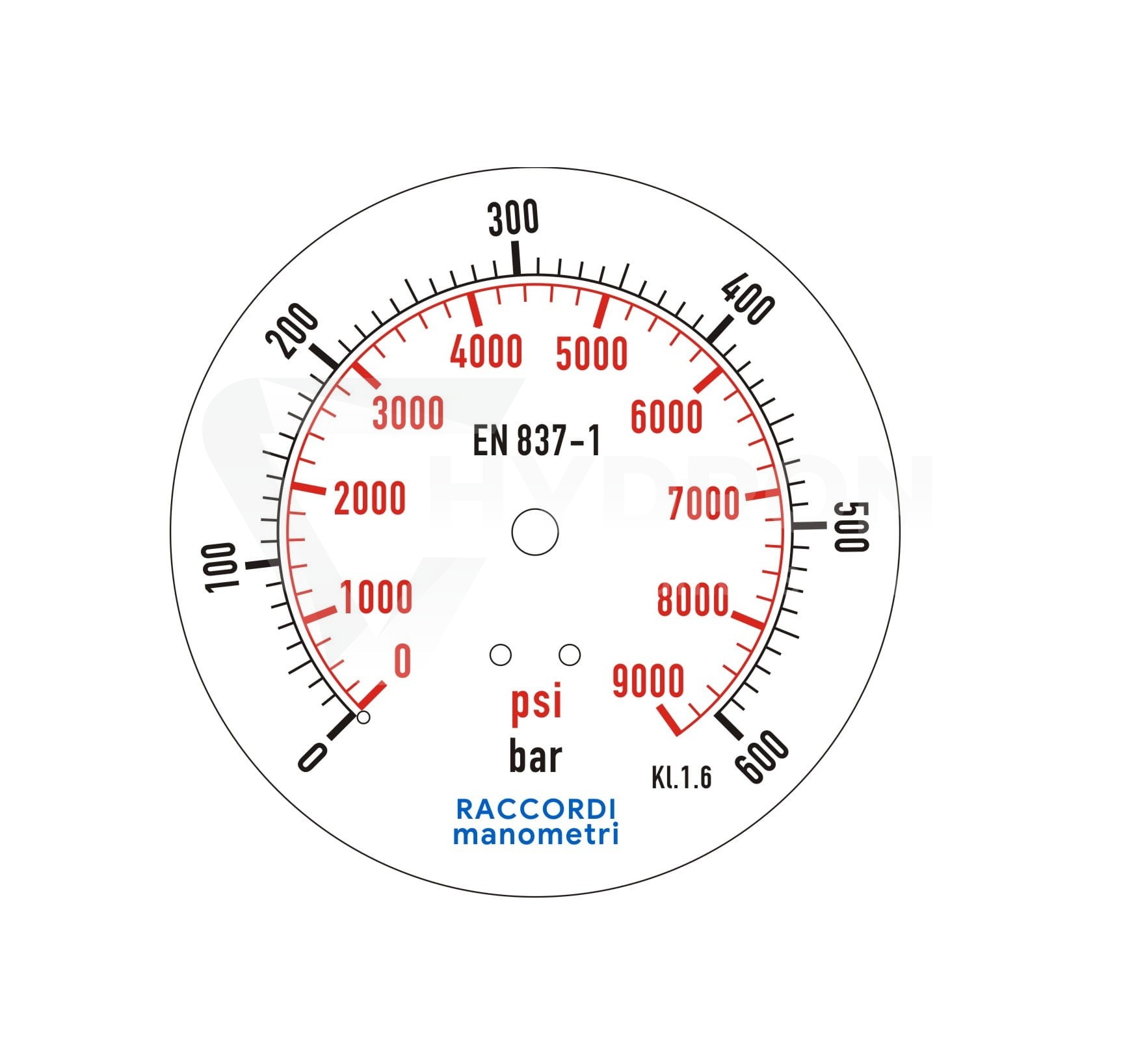 Manometr 100mm do 600 bar tylny 1/2"