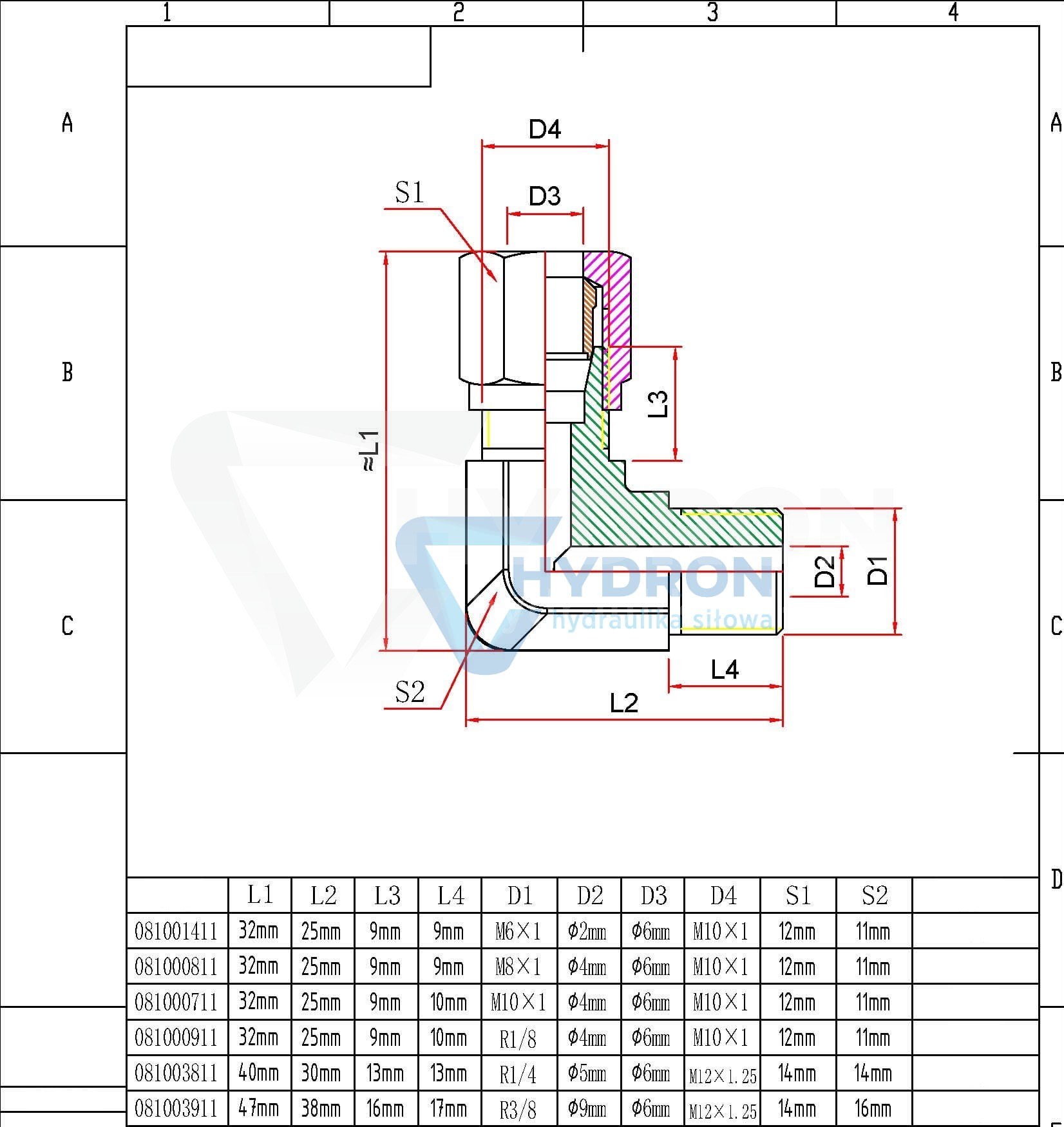Złączka kolankowa W90° 6-LLR 3/8"/M12x1,5 6L
