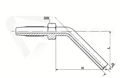 Końcówka zakuwki 45° rurka 6mm na wąż 8,6mm