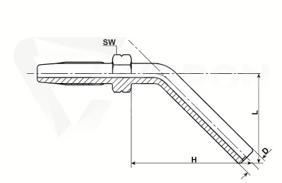 Końcówka zakuwki 45° rurka 6mm na wąż 8,6mm