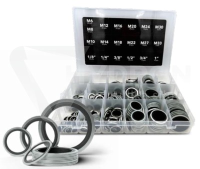 Przejdź do produktu Zestaw podkładek metalowo-gumowych 390 sztuk  box