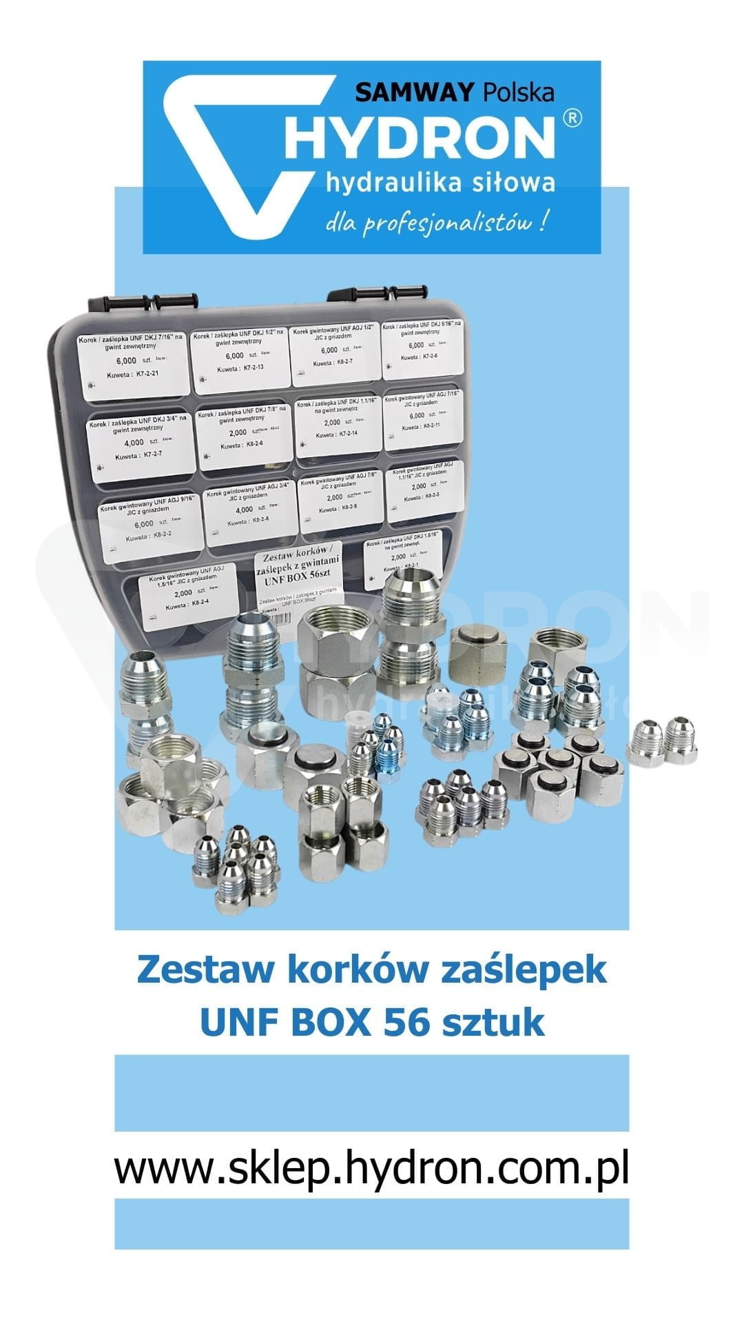 Zestaw korków / zaślepek z gwintami UNF BOX 56szt