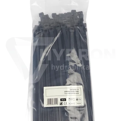 Taśma opaska kablowa UV 7,6x450mm - 100szt czarne