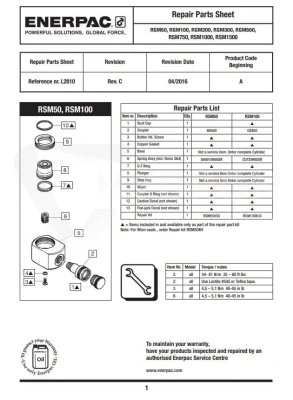 Zestaw naprawczy RSM100K50 ENERPAC