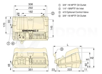 Pompa pneumatyczno hydrauliczna XA12G ENERPAC