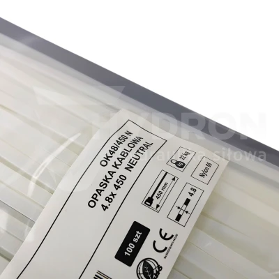 Taśma opaska kablowa 4,8x450mm - 100szt białe