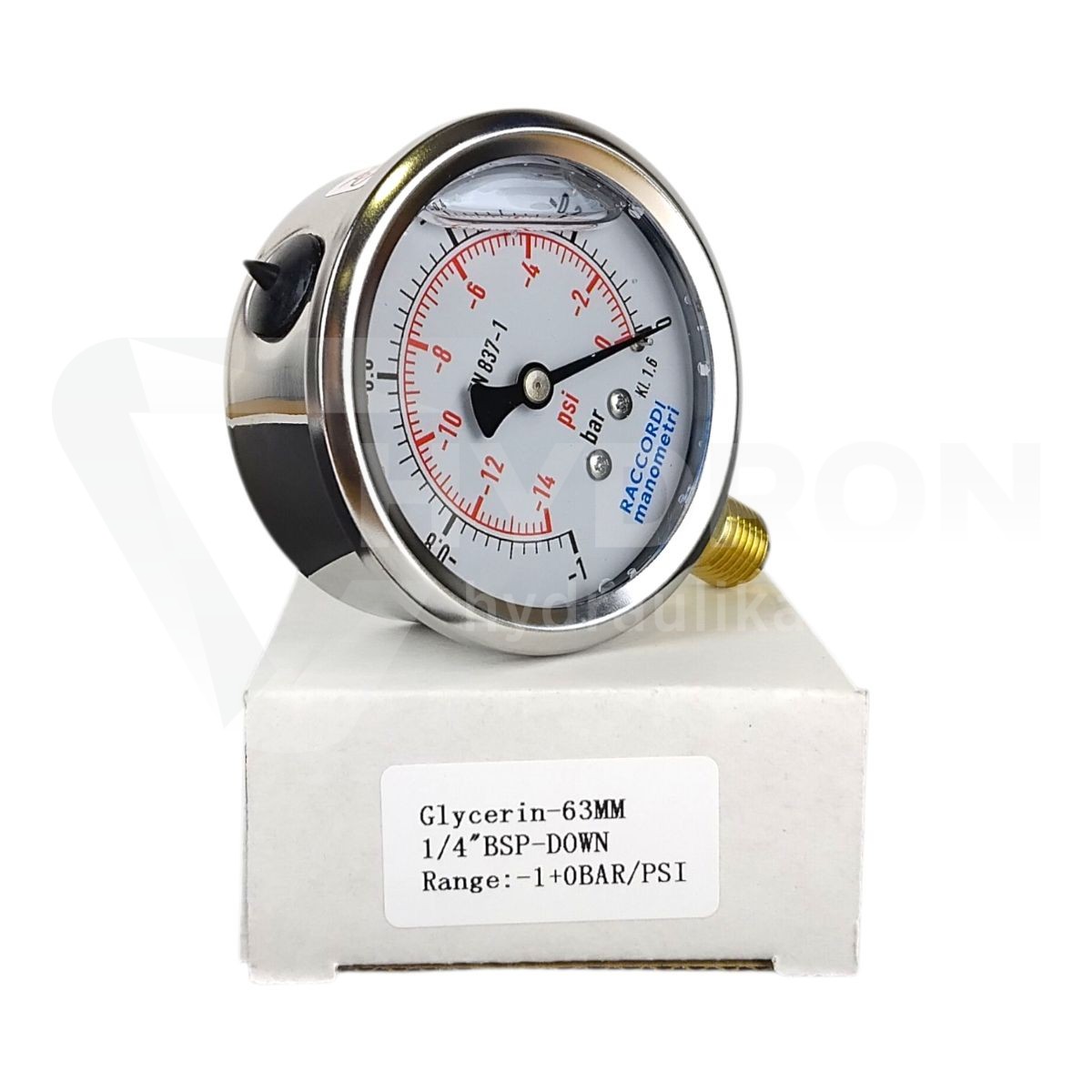 Wakuometr dolny (-1 do 0 BAR) gwint 1/2"