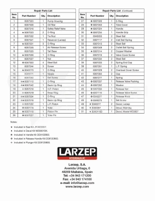 Zestaw naprawczy do pompy W20807 LARZEP -JR.W20807