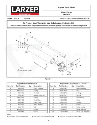 Przejdź do produktu Zestaw naprawczy do pompy W22607 LARZEP -JR.W22607