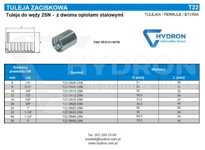 Tuleja zaciskowa na wąż DN08 2SN (5/16") paczka 50szt.