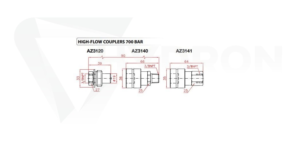 Szybkozłącze 700bar gniazdo AZ3140 3/8"NPT LARZEP