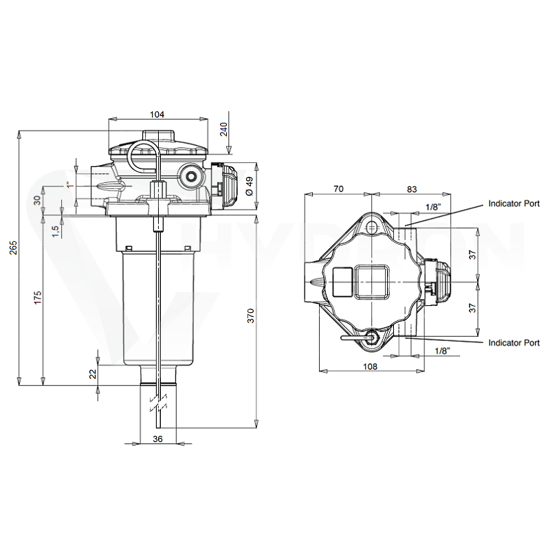 Filtr powrotny RFA220CV1BB5 montowany na zbiorniku