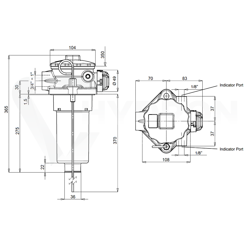 Filtr powrotny RFA230CV1BB3 montowany na zbiorniku