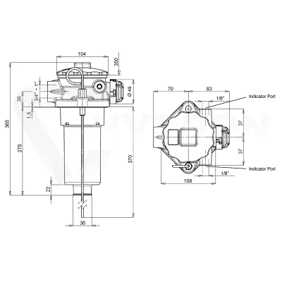 Filtr powrotny RFA230CV1BB3 montowany na zbiorniku