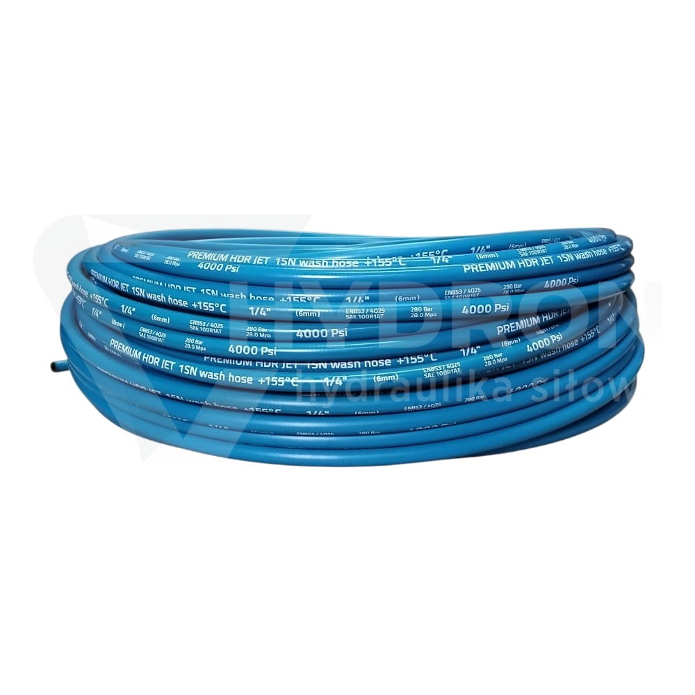 Wąż do myjki 1SN DN06 155 stopni niebieski 225 bar - rolka 100mb