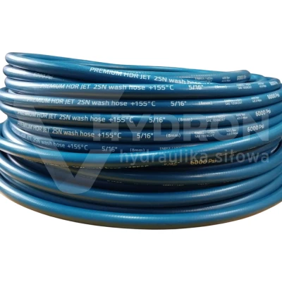 Wąż do myjki 2SN DN08 155 stopni niebieski 350 bar rolka 100mb