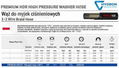 Wąż do myjki 1SN DN13 150 stopni niebieski 160 bar rolka 100MB