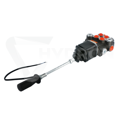 Przejdź do produktu Rozdzielacz hydrauliczny 2 sekcyjny 40L sterowany joystickiem z jednym przyciskiem elektrycznym