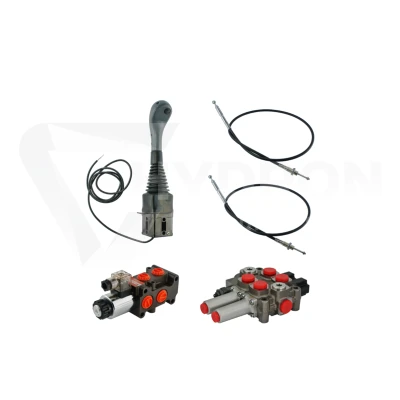 Zestaw hydrauliczny 2 sekcyjny: rozdzielacz 60L + joystick z jednym przyciskiem + dwie linki 1m