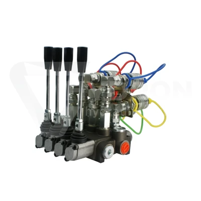 Rozdzielacz hydrauliczny 4 sekcyjny 40L z kompletem szybkozłączy gniazd Euro