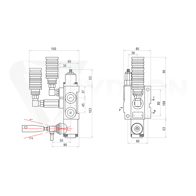 Rozdzielacz hydrauliczny 1 sekcyjny 40L z kompletem szybkozłączy gniazd Euro