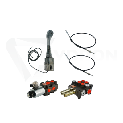Przejdź do produktu Zestaw hydrauliczny 3 sekcyjny: rozdzielacz 80L + elektrozawór 6/2 + joystick z jednym przyciskiem + dwie linki 2m