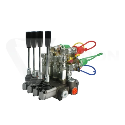 Rozdzielacz hydrauliczny 4 sekcyjny 40L z kompletem szybkozłączy wtyczek Euro