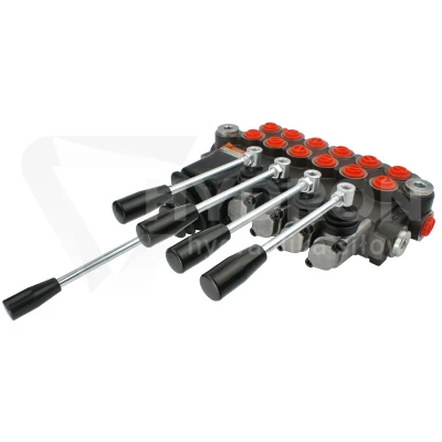 Rozdzielacz hydrauliczny 6 sekcyjny 40L sterowany czterema dźwigniami i jednym joystickiem