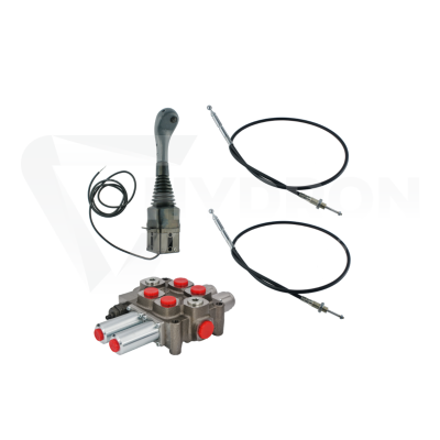 Przejdź do produktu Zestaw hydrauliczny 2 sekcyjny: rozdzielacz 90L + joystick bez przycisków + dwie linki 1m