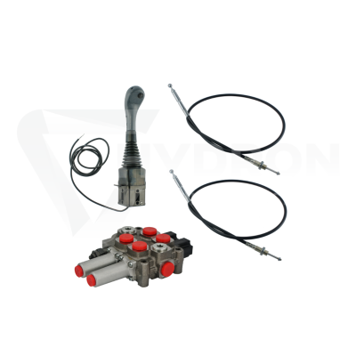 Przejdź do produktu Zestaw hydrauliczny 2 sekcyjny: rozdzielacz 60L + joystick bez przycisków + dwie linki 1m