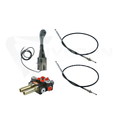 Przejdź do produktu Zestaw hydrauliczny 2 sekcyjny do Tura: rozdzielacz 40L + joystick z jednym przyciskiem + dwie linki 2m