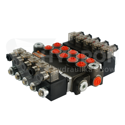 Przejdź do produktu Rozdzielacz hydrauliczny 5 sekcyjny 40L/min sterowany elektrycznie 24V