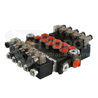 Rozdzielacz hydrauliczny 5 sekcyjny 40L/min sterowany elektrycznie 12V