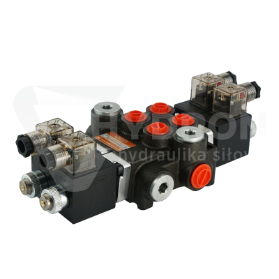 Przejdź do produktu Rozdzielacz hydrauliczny 2 sekcyjny 40L/min sterowany elektrycznie 24V