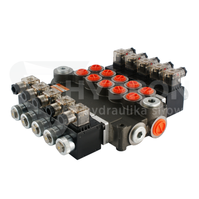 Przejdź do produktu Rozdzielacz hydrauliczny 5 sekcyjny 80L/min sterowany elektrycznie 12V