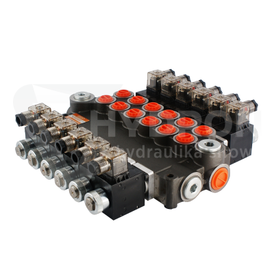 Przejdź do produktu Rozdzielacz hydrauliczny 6 sekcyjny 80L/min sterowany elektrycznie 24V