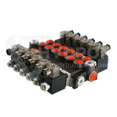 Rozdzielacz hydrauliczny 6 sekcyjny 40L/min sterowany elektrycznie 24V