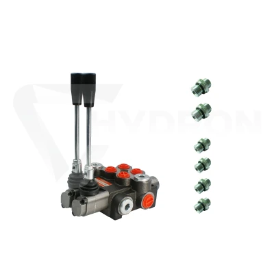 Rozdzielacz hydrauliczny 2 sekcyjny 40L w zestawie z przyłączami