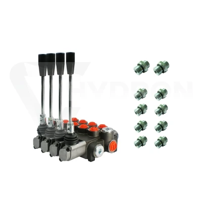 Rozdzielacz hydrauliczny 4 sekcyjny 40L w zestawie z przyłączami